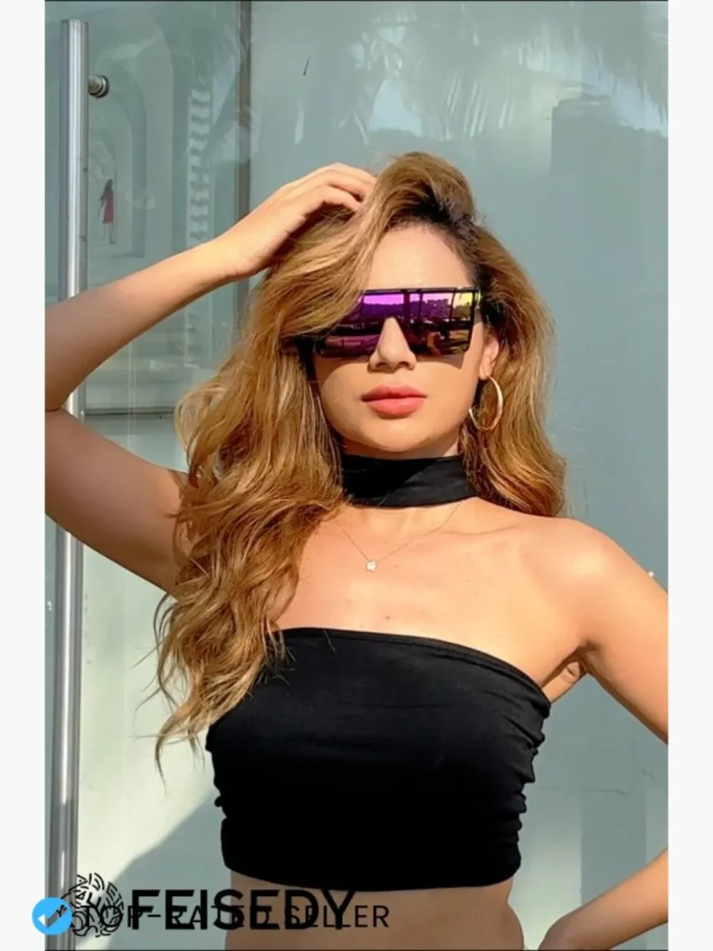 Oversized Square Flat Top Sunglasses Unisex Trendy Visor Shades
